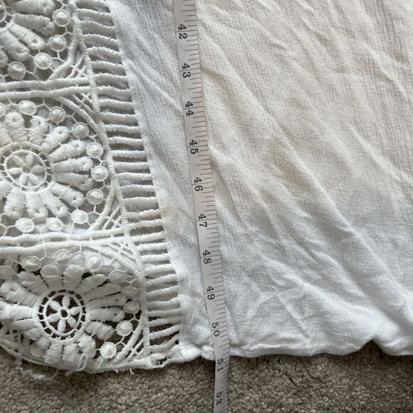 Skies Are Blue Crochet Maxi Dress Womens Large White Boho Kinsey Halter Flowy - Picture 10 of 10